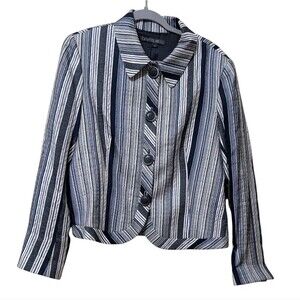 Lafeyette 148 NY striped evening jacket size Large blazer elegant career classy